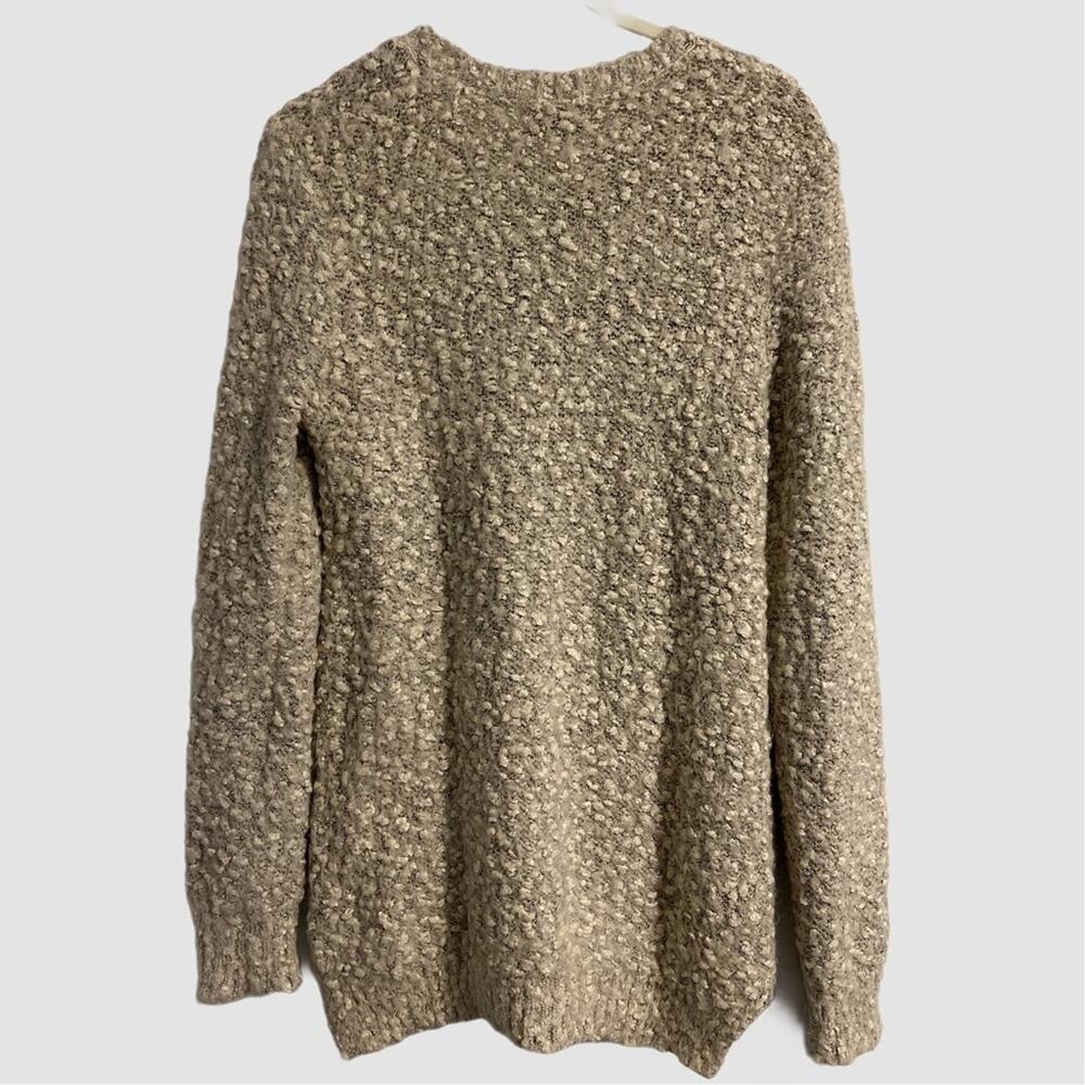 Katsumi White and Gray Popcorn Textured Sweater Front Pockets Size Small‎